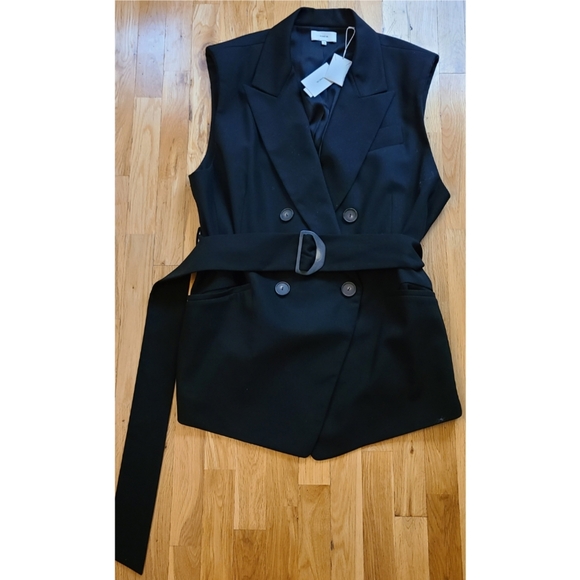 🆕️ VINCE Tailored Wool Blend Blazer Vest In Black Size 22 Normcore Scandi Girl - Picture 2 of 16